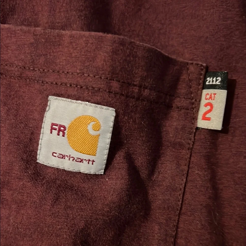 Carhartt Flame Resistant Men's Long Sleeve Tee - Maroon - Picture 2 of 5